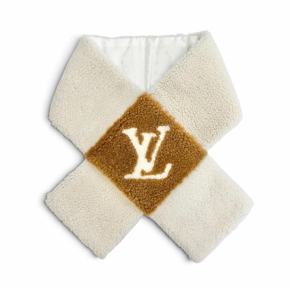 LOUIS VUITTON M77867 Neverfreeze Shirring Echarpe Silk-lined Shearling Stole ...